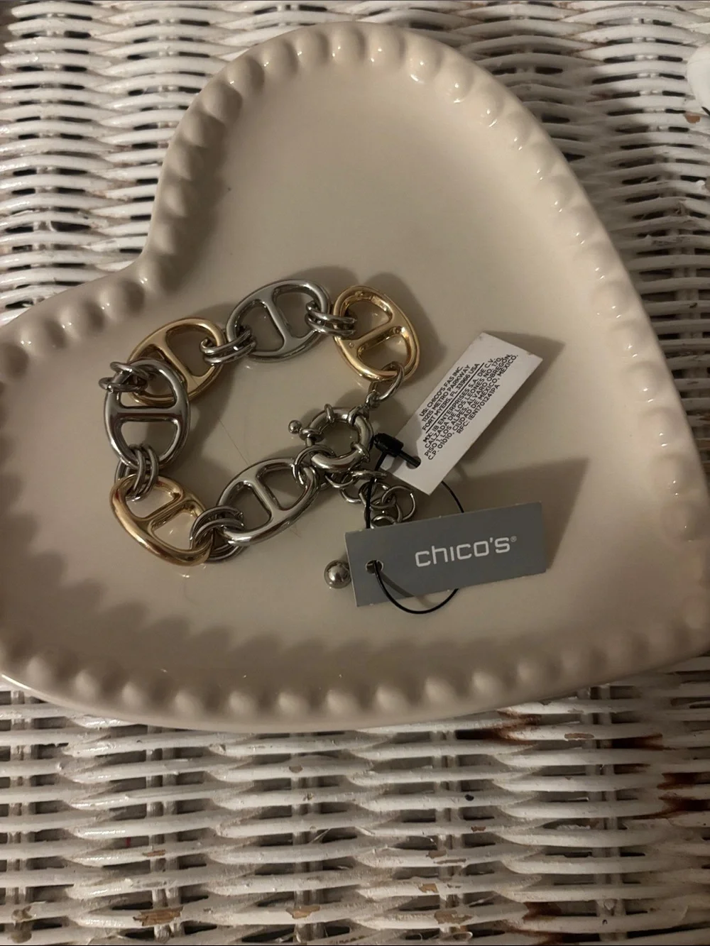 Chico's Two-Tone Link Bracelet in Gold and Silver